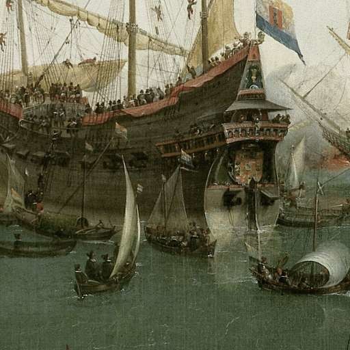 Lukisan Kembalinya Jacob Cornelisz van Neck yang kembali dari Bantam (Banten) Indonesia ke Amsterdam 19 Juli 1599